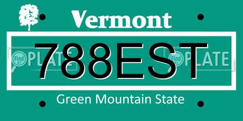 788EST Vermont License Plate