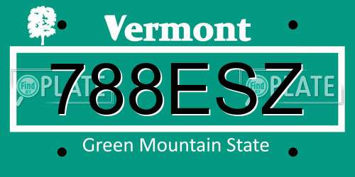 788ESZ Vermont License Plate
