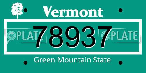 78937 Vermont License Plate