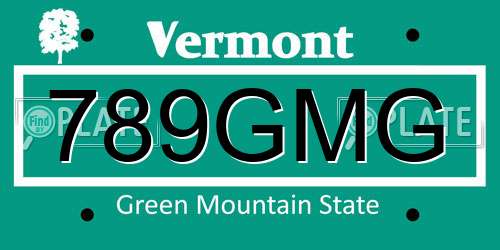 789GMG Vermont License Plate