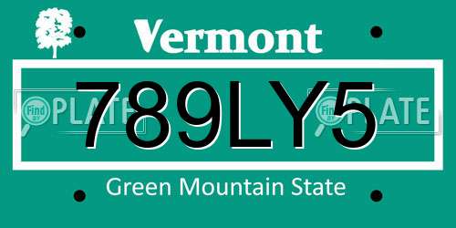 789LY5 Vermont License Plate