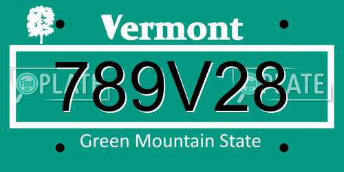 789V28 Vermont License Plate