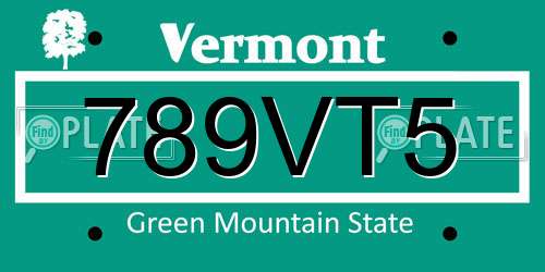789VT5 Vermont License Plate