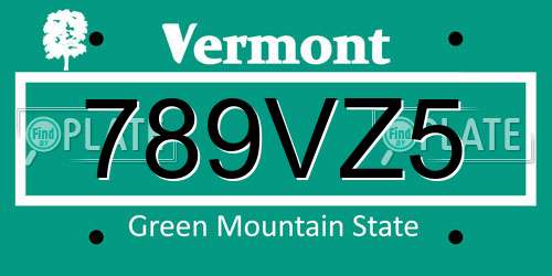 789VZ5 Vermont License Plate