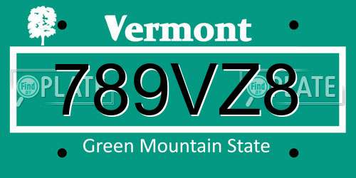 789VZ8 Vermont License Plate