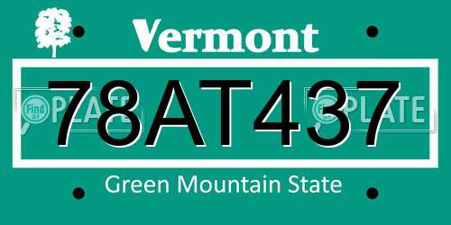 78AT437 Vermont License Plate