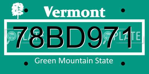 78BD971 Vermont License Plate