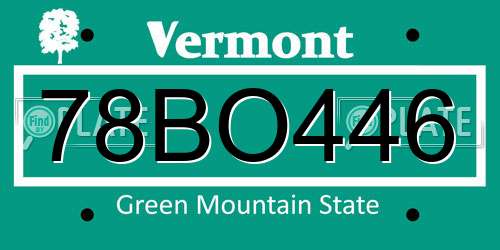 78BO446 Vermont License Plate