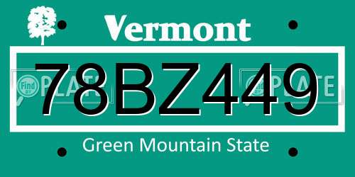 78BZ449 Vermont License Plate