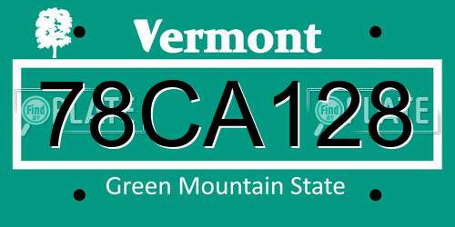78CA128 Vermont License Plate