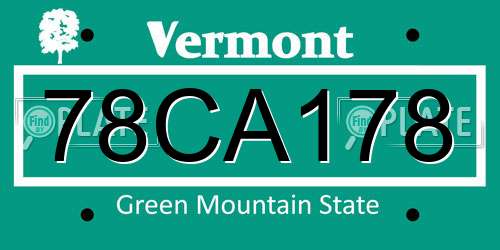 78CA178 Vermont License Plate