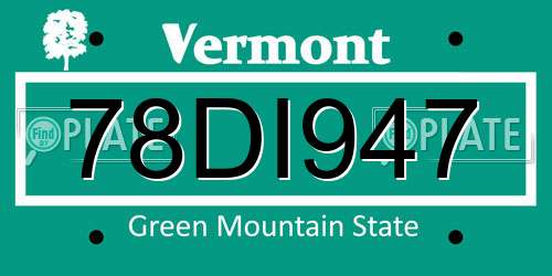 78DI947 Vermont License Plate
