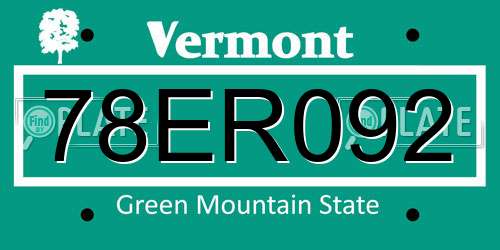 78ER092 Vermont License Plate