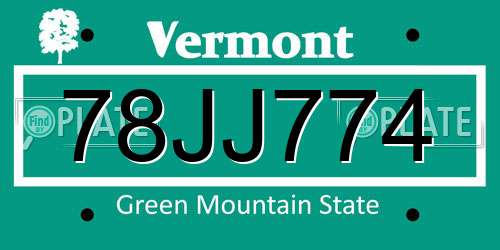 78JJ774 Vermont License Plate