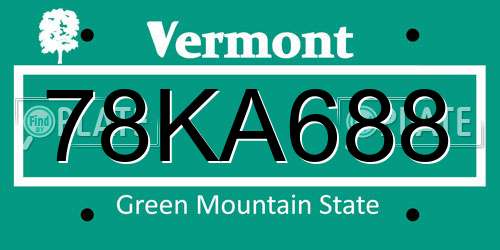 78KA688 Vermont License Plate