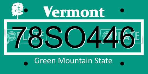78SO446 Vermont License Plate