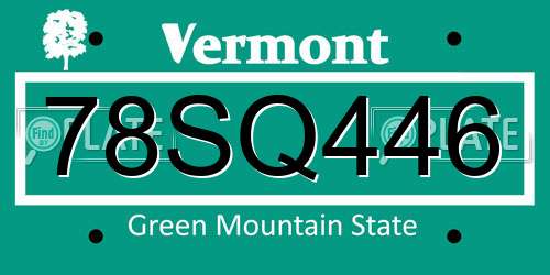 78SQ446 Vermont License Plate