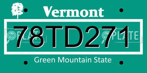 78TD271 Vermont License Plate