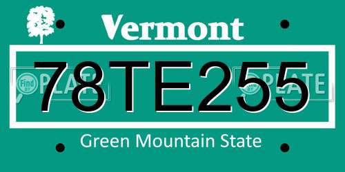 78TE255 Vermont License Plate