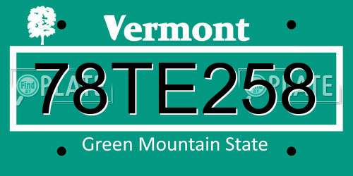 78TE258 Vermont License Plate