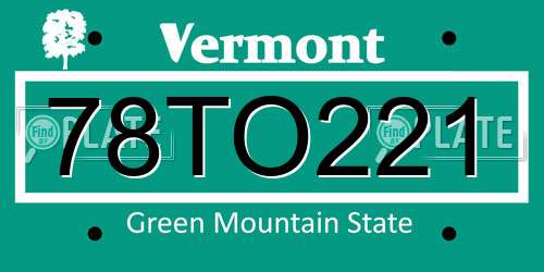 78TO221 Vermont License Plate