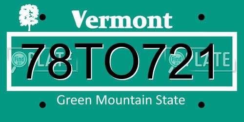 78TO721 Vermont License Plate