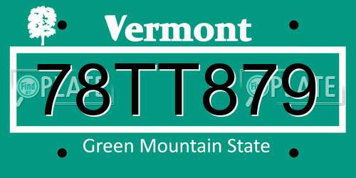 78TT879 Vermont License Plate