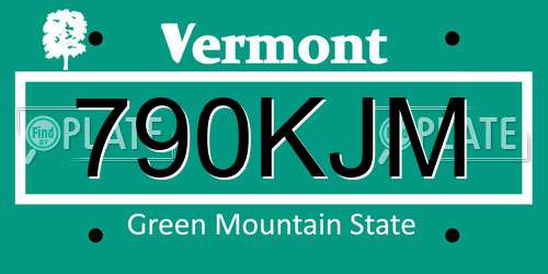790KJM Vermont License Plate