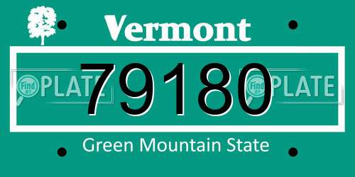 79180 Vermont License Plate