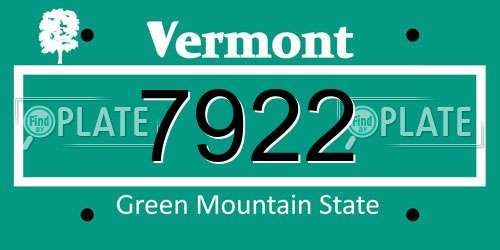 7922 Vermont License Plate