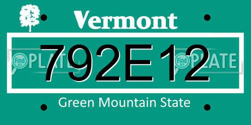 792E12 Vermont License Plate