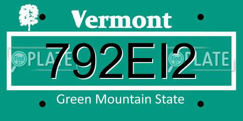 792EI2 Vermont License Plate