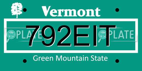 792EIT Vermont License Plate