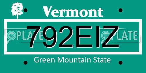 792EIZ Vermont License Plate