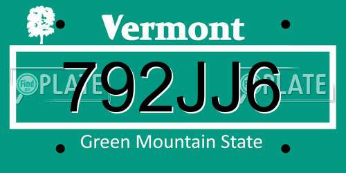 792JJ6 Vermont License Plate