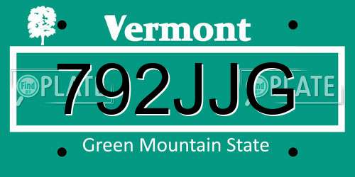 792JJG Vermont License Plate