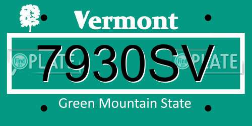 7930SV Vermont License Plate