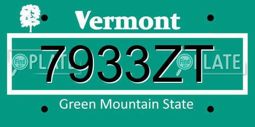 7933ZT Vermont License Plate