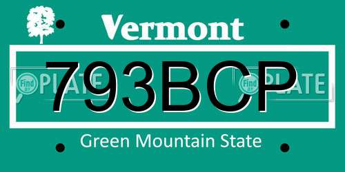 793BCP Vermont License Plate