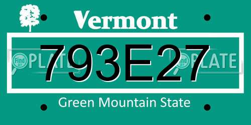 793E27 Vermont License Plate