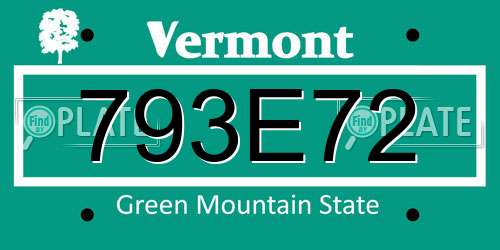 793E72 Vermont License Plate