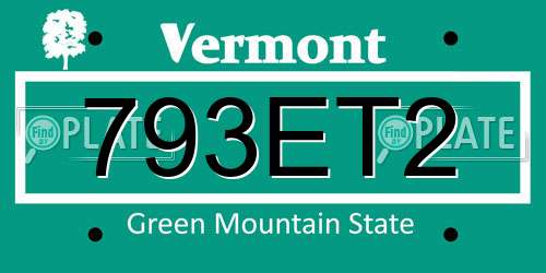 793ET2 Vermont License Plate
