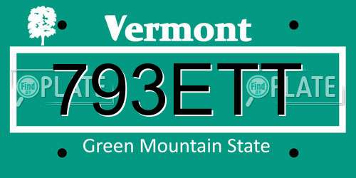 793ETT Vermont License Plate