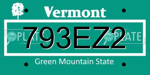 793EZ2 Vermont License Plate