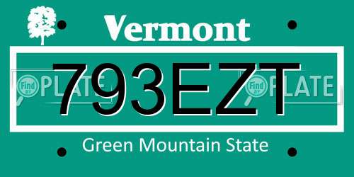 793EZT Vermont License Plate