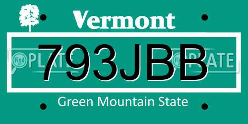 793JBB Vermont License Plate