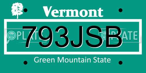 793JSB Vermont License Plate