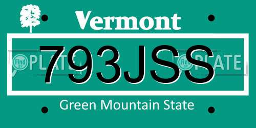 793JSS Vermont License Plate