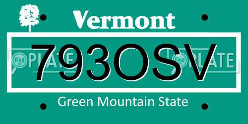 793OSV Vermont License Plate