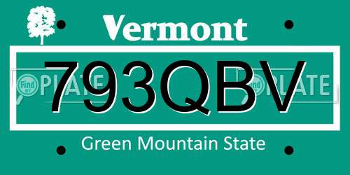 793QBV Vermont License Plate